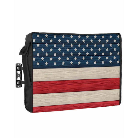 Outdoor Tv Cover 50 To 55 Inch, American Flag Pentagram Star Red Blue Striped Wood Grain Waterproof And Weatherproof Tv Covers Tv Display Protectors For Outside Flat Screen Tv 75x45x4.5In