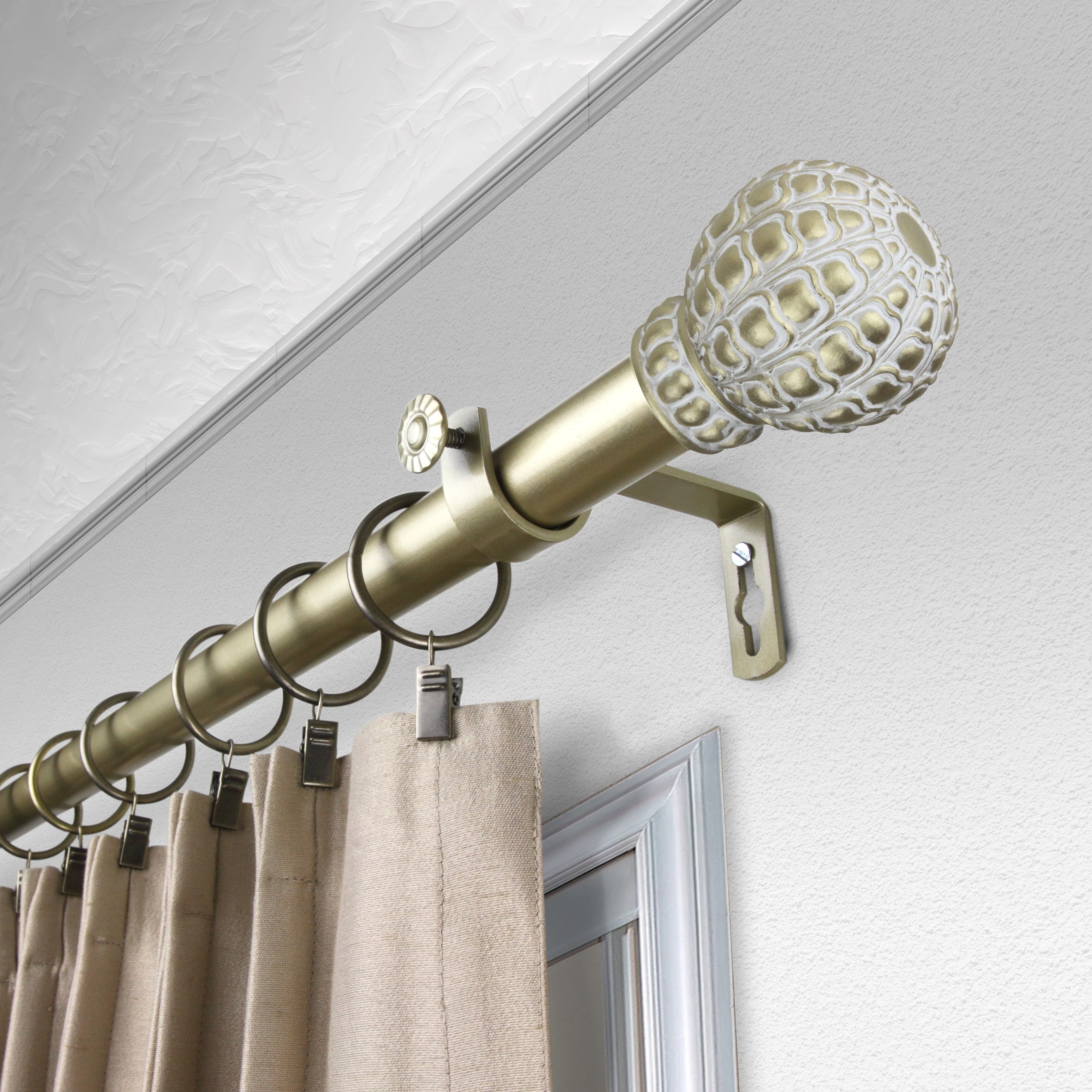 1" Dia Adjustable Joline Curtain Rod 48-84 inch - Light Gold