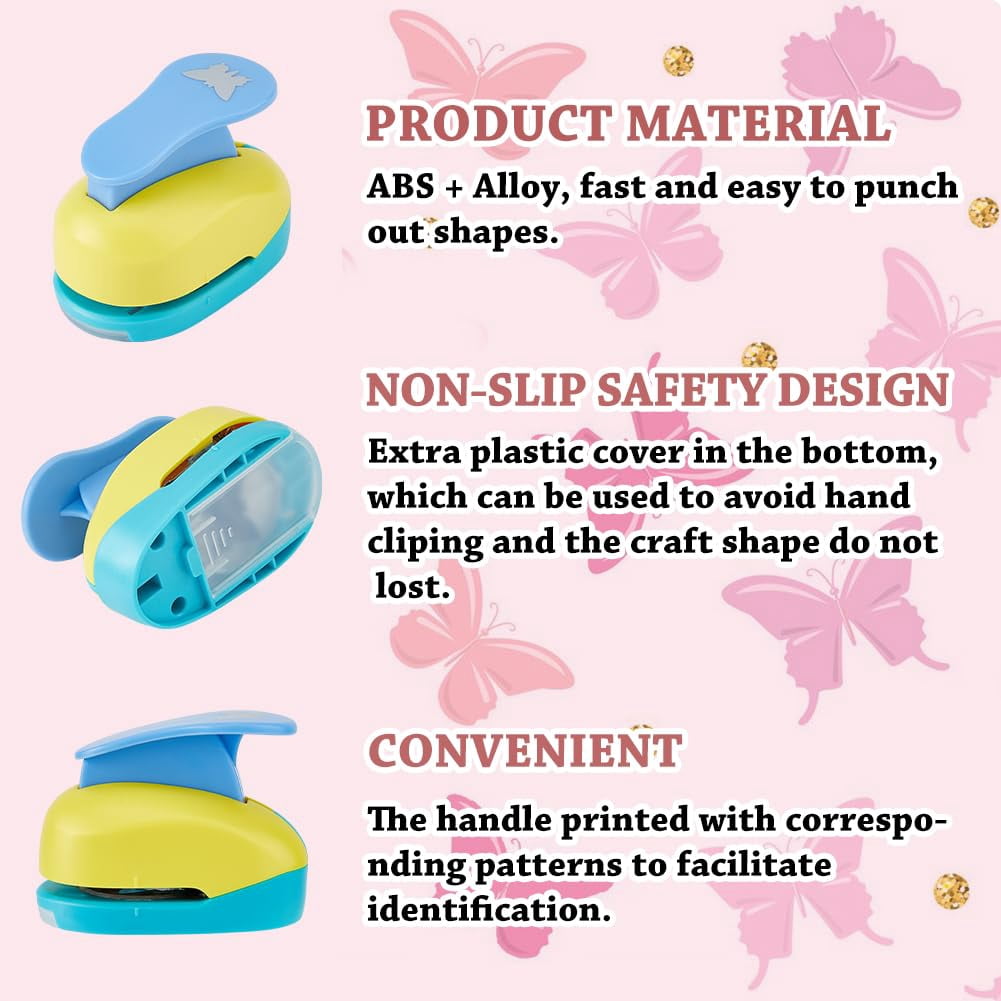 4Pcs 4 Styles Butterfly Shape Craft Punch Single Crafting Scrapbook Punches Plastic Alloy Craft Punch Paper Shaper Scrapbooking Paper Crafts DIY Making Cards Scrapbooking Decorations