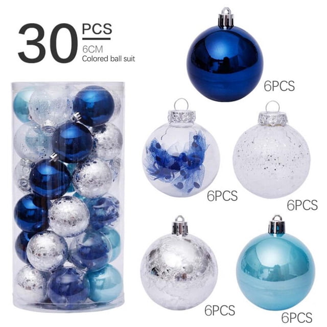 Xihbxyly Juego de 30 Adornos Navideños con Purpurina, Hechos a Mano, para Árbol de Navidad, Elegantes Adornos para Mesa y Pared, Decoración para Fiestas, 6 Cm.