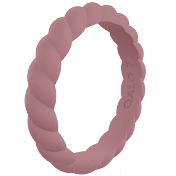 QALO Women's Stackable Rubber Silicone Ring - Mauve Twist Ring Size 05
