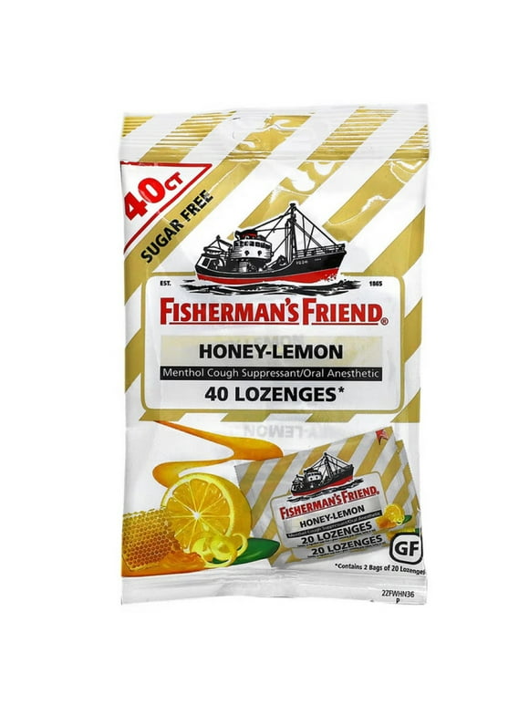 Fisherman's Friend Menthol Cough Suppressant Lozenges, Sugar Free, Honey-Lemon, 40 Lozenges
