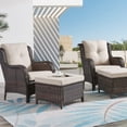 thumbnail image 5 of Pocassy  Outdoor cushioned Wicker Footstool Ottomans Brown/Beige, 5 of 6