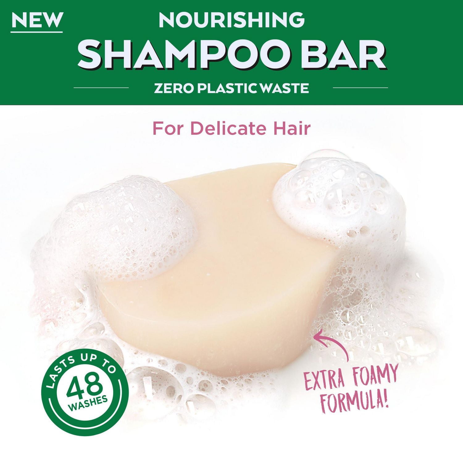 Garnier Whole Blends Shampooing Solide doux Délicatesse d'avoine pour cheveux fragiles, Emballage zéro plastique, sans agents de conservation, sans silicone, sans savon ni pigments, avec crème de riz