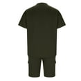 thumbnail image 4 of Ensemble Décontracté à Manches Courtes et Col Rond et Shorts à Taille Élastique avec Cordon pour Hommes, Mélange Coton Polyester, Noir, P, 4 of 6