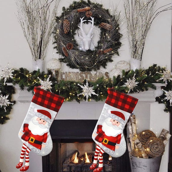 Oioii Christmas Stocking Classic Stockings Santa Reindeer Xmas Character for Family Holiday Christmas Party Decorations
