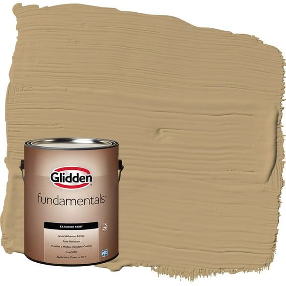 Glidden Fundamentals Earthy Ocher / Beige Satin Exterior Paint, 1 Gallon
