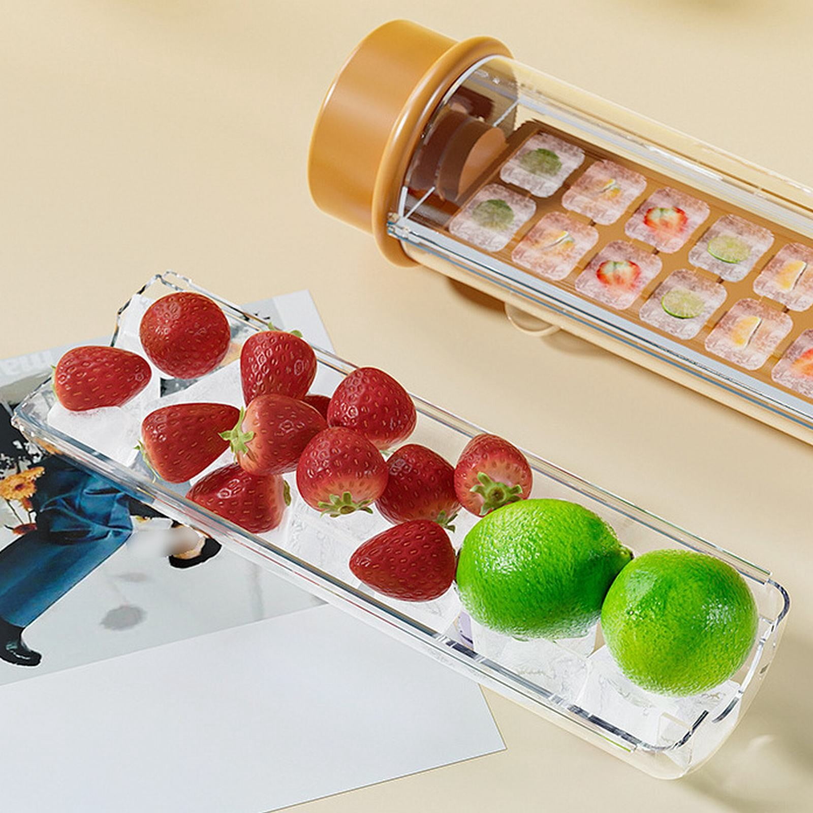 One Glass Ice Maker, One Hand Press Ice Cube Tray, Portable Glass Ice Maker with Storage Container,Press Ice Tray Mold, Square Ices Tray Cup for Whiskey, Cocktails, Coffee, Home Crafts