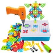 Creative Mosaic Drill Set Screwdriver Tool Sets with Drill Kids, STEM Building Block Toy Drill Set