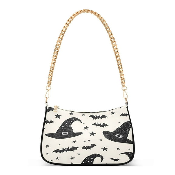 Ryvnso Bats and Stars Womens Chain Shoulder Bag Tote Handbags Clutch Hobo Purse with Zipper for Travel