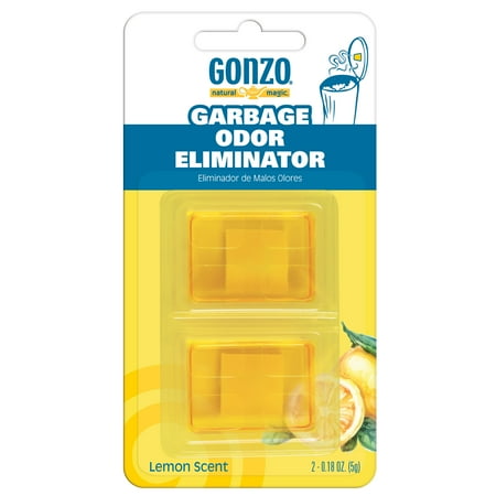 Gonzo Natural Magic Garbage Odor Eliminator - Lemon Fragrance - Absorbs and Eliminates Odors in Your Home - 2 Adhesive Gels