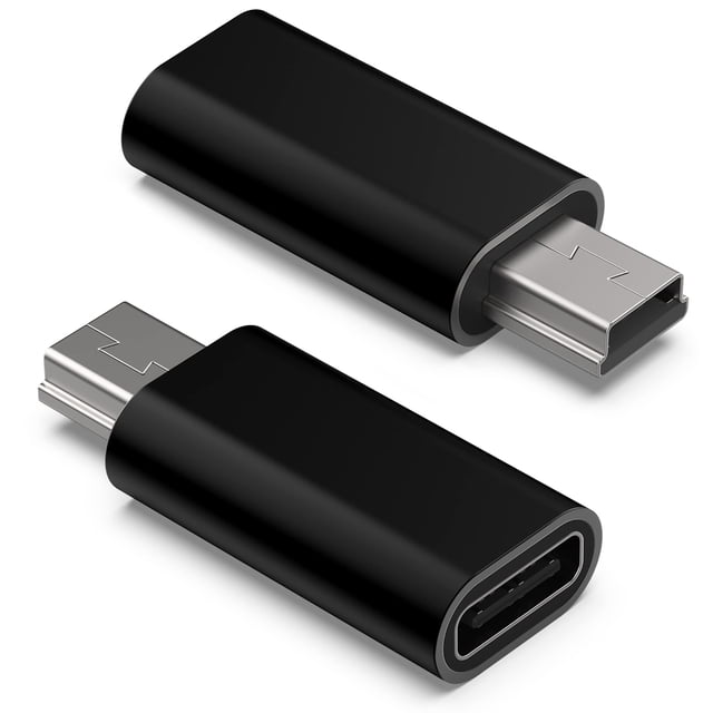 Adaptador USB C a mini USB 2.0 HieBee tipo C hembra, paquete de 2
