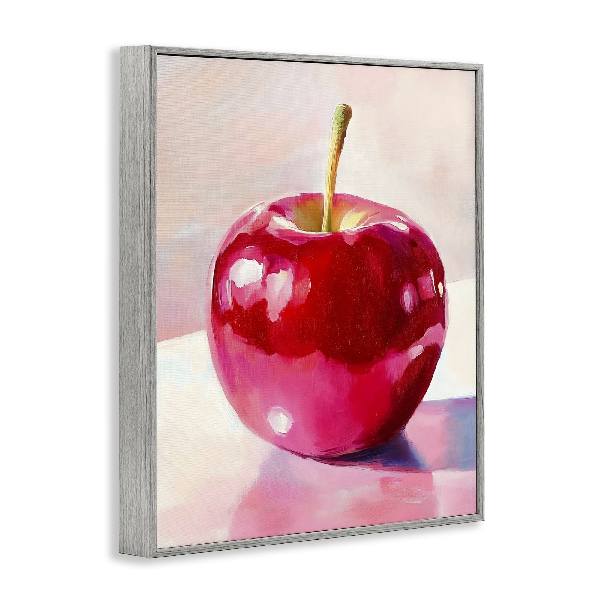 Stupell Industries Shiny Red Apple Reflection Gray Framed Giclee Art, design by The Prints Vibe