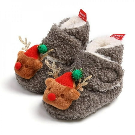 

PROMOTION! Infant Christmas Boot Newborn Fluffy Boots 0-18M Kids Boy Girl Shoes Soft Non-slip Sole Toddler Plush Prewalker