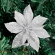 thumbnail image 3 of Flores artificiales de Navidad con purpurina, decoración colgante para árbol de Navidad, flores falsas, adornos de regalo simulados de Año Nuevo dorados y plateados, 3 of 5