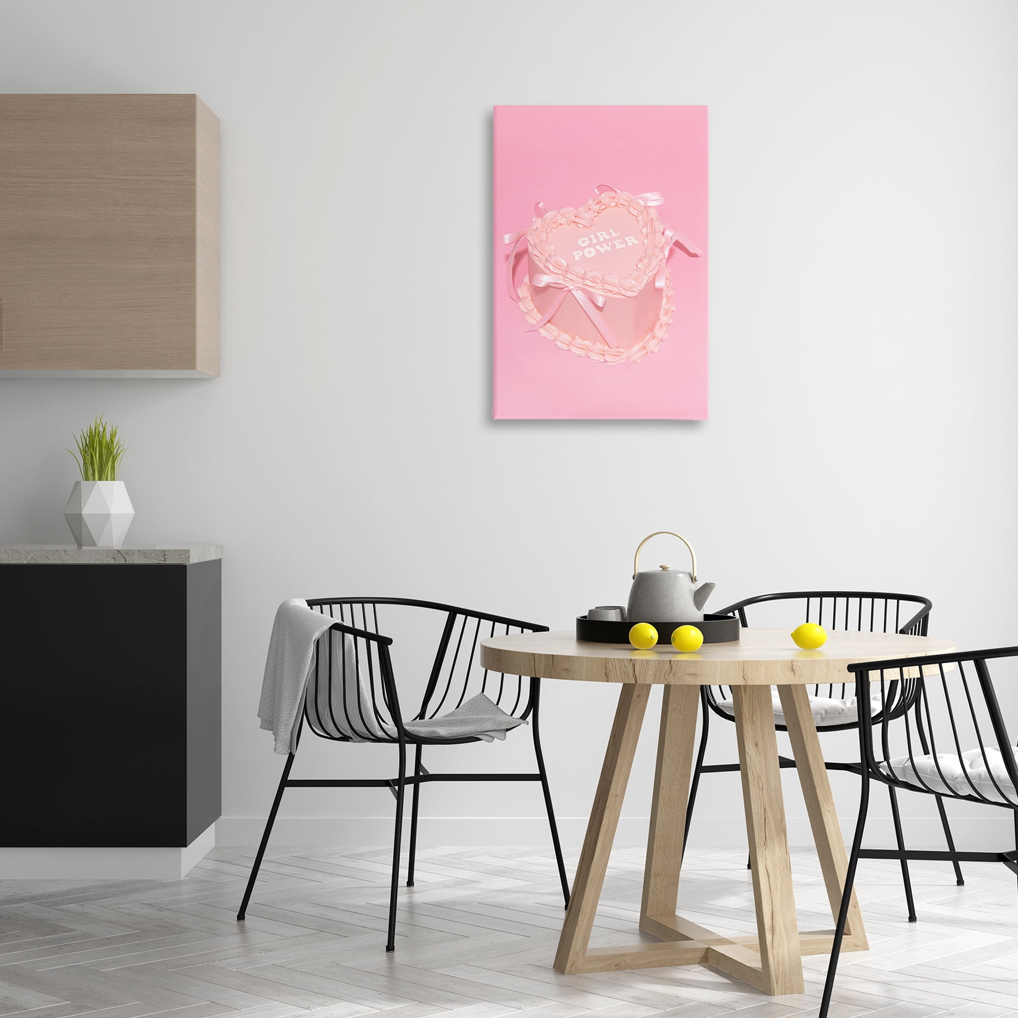 Stupell Industries Pink Girl Power Cake Food & Beverage Painting Gallery Wrapped Canvas Art Print Wall Art, 20 x 30