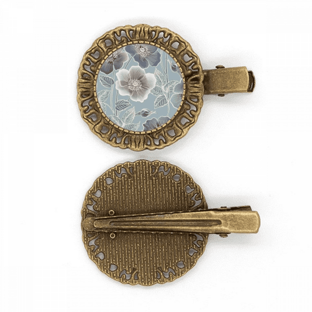 Gris Dessin Art Fleur Épingle Coiffure Broche Cheveux Clip Barrette