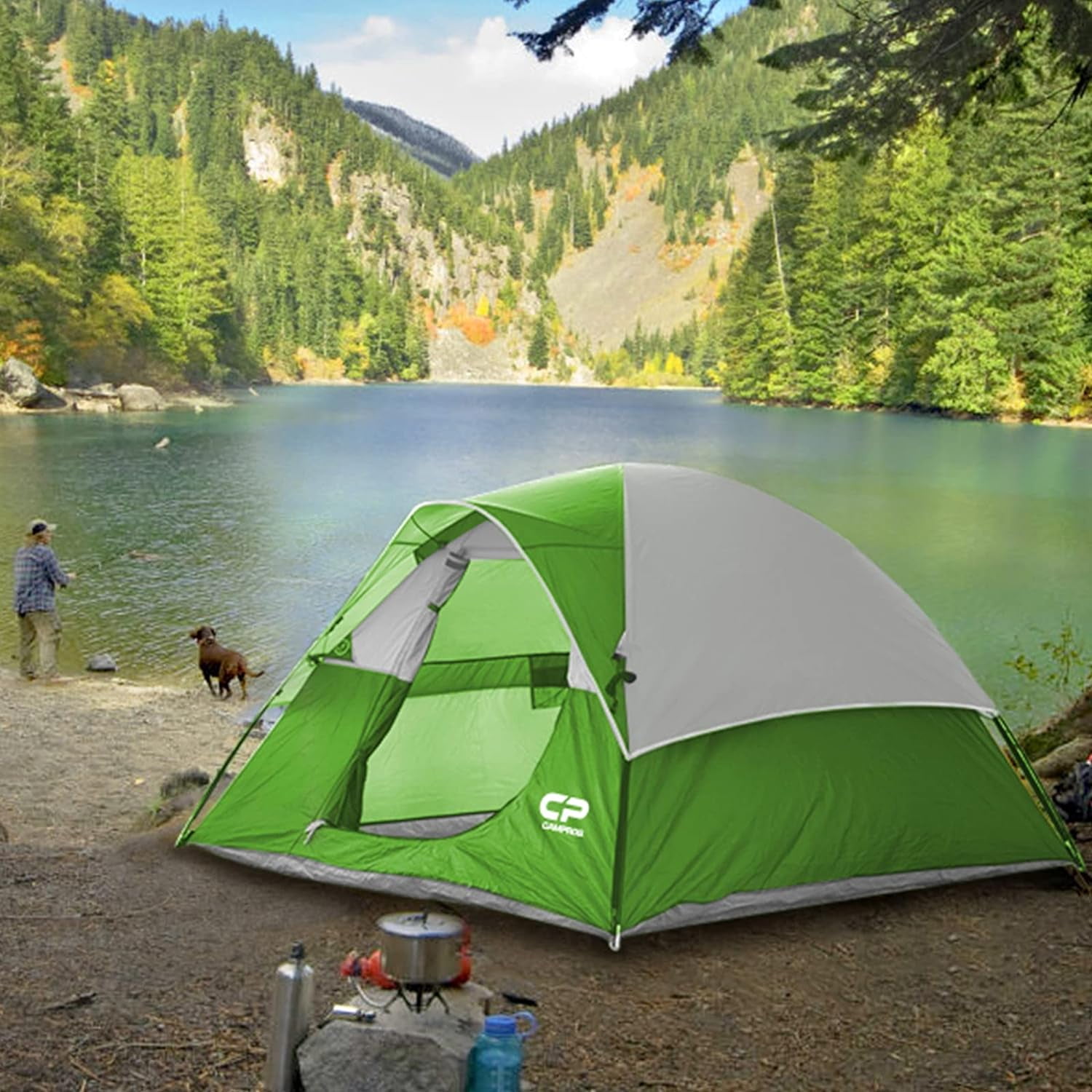 CAMPROS 3 Person Camping Tent Dome Tents Waterproof Windproof Backpacking Tent for Outdoor Hiking Beach