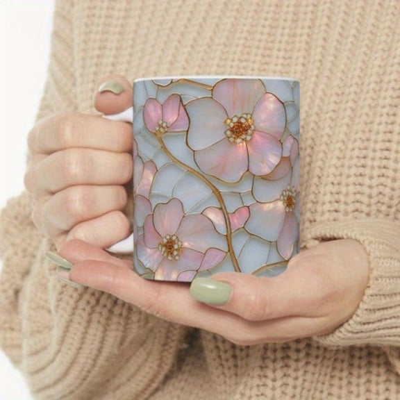 1pc 11oz Coffee Mug Cup Stained Glass Floral Ceramic Mug Romantic Birthday Best Mother s Day Kitchen Decor and Accessories Local Warehouse
