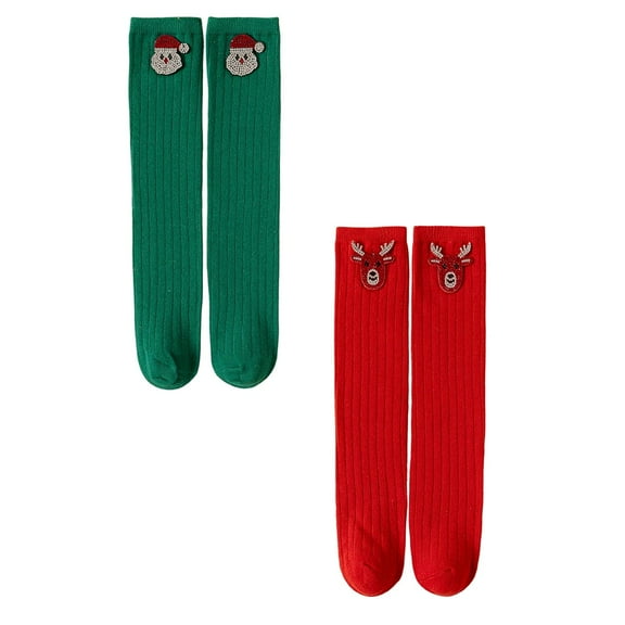 XEGLSBU 2 Pack Toddler Socks 3T-4T Crew Stockings for Girls Kids Crew Socks Mid Calf Length Novelty Holiday Festive Stocking Stuffers for Children Toddler Girls Toddler Socks 5T Boys One Size