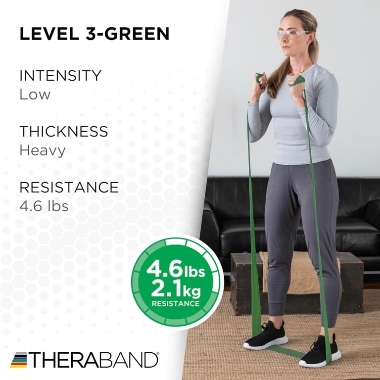 THERABAND Resistance Bands, Level 4, Heavy Green, 4.6 lbs