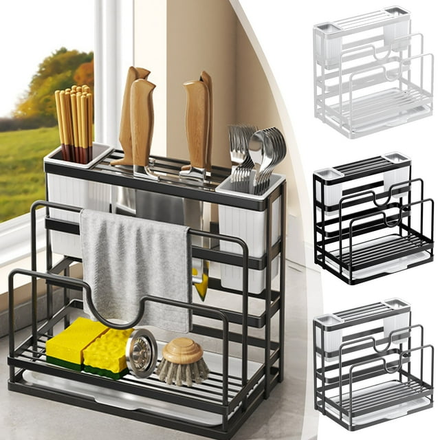 Sentmoon Knife Block Kitchen Shelves Kitchen Knife Storage Rack Multi Functional Counter Cutting Board Rack Chopsticks Cage Home Cutting Board Knife Storage Rack