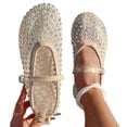 thumbnail image 4 of CQONEPT Womens Dress Shoes Chunky High Heels Sequin Sandal Ankle Strap Party Ankle Buckle Flats Shoes Wedding Pump Loafers Beige 42, 4 of 6