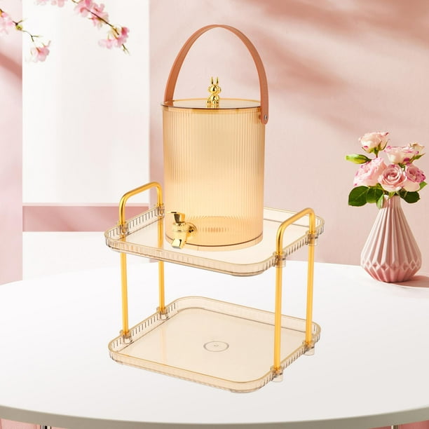 Dispensador de bebidas con espiga con estante de almacenamiento, jarra de agua fría, dispensador de bebidas de agua para bebidas domésticas, jugo, 5L de oro