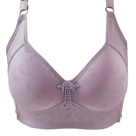 

Women Bra Lightweight Breathable Adjustable Strap Floral Print Solid Color Comfortable Without Steel Rings Bras