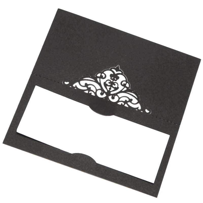 100 Pcs Table Place Cards with White Inserts Crown Tent Cards Black