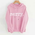 thumbnail image 2 of Enjoytime Oversized Hoodie Women Letter Print Long Sleeve Blouses Fall Winter Casual Christmas Vacation Sweatshirt Pink L, 2 of 6