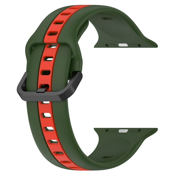 Correa de silicona para Apple Watch (42 mm/44 mm/45 mm/49 mm militar verde rojo) WDOplteas Para estrenar