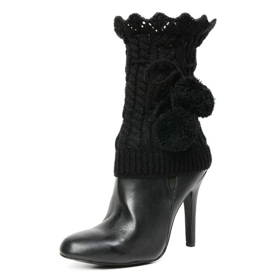 MeMoi Blitzen Pom-Pom Knit Boot Toppers - Womens - Female (One Size, Dark Gray Heather)