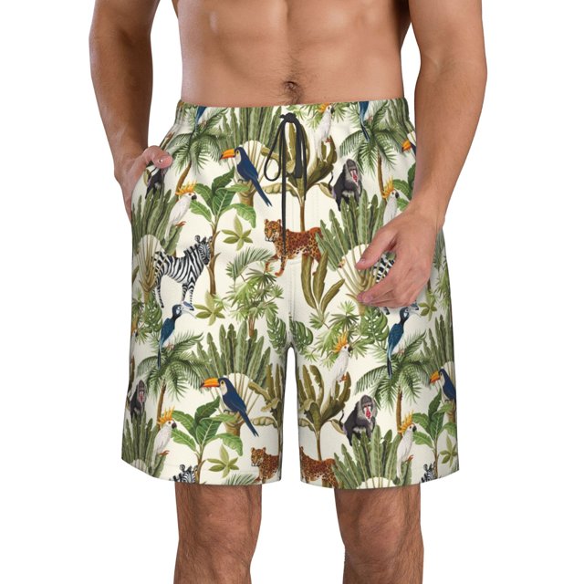 Fotbe Jungle Animals Trajes de Baño Estampados para Hombre, Shorts de Verano de Secado Rápido, Ropa de Playa, Bañadores-Medium
