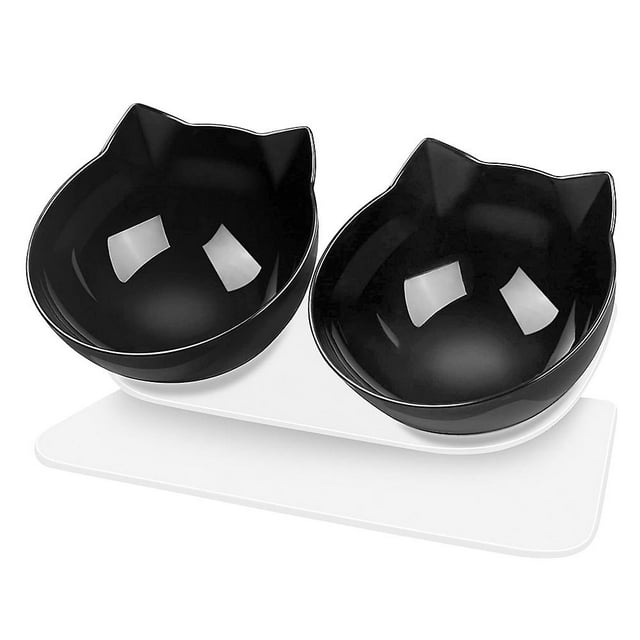 Bol pour Chat Incliné à 15, Support de Protection de Cou, Bol Surélevé pour Nourriture et Eau d'Animaux