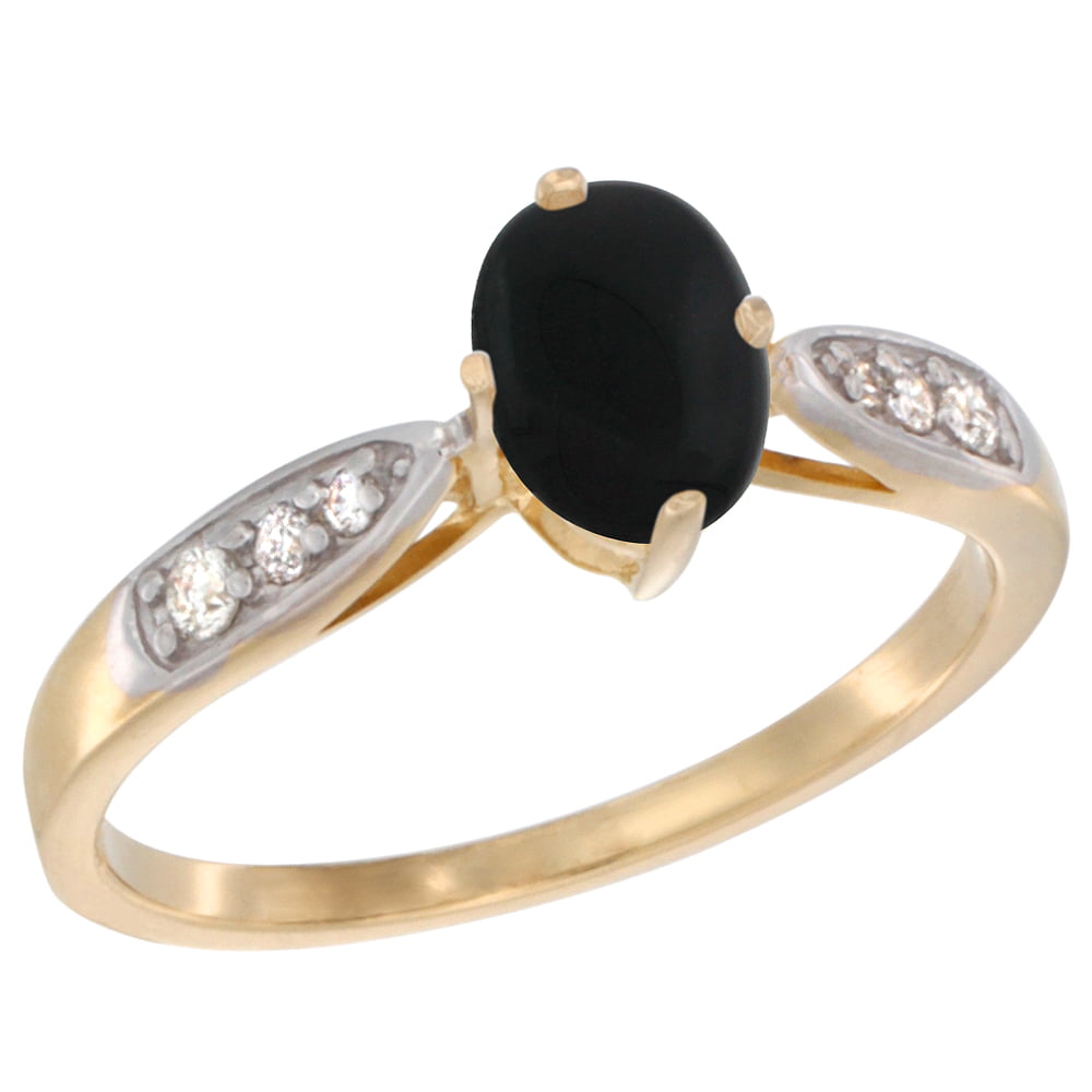 WorldJewels 14k Yellow Gold Diamond Natural Black Onyx Engagement