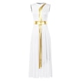 thumbnail image 3 of YONGHS Womens Praise Dance Dress Sleeveless Asymmetrical Worship Lyrical Dance Costume White S, 3 of 7