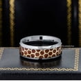thumbnail image 3 of 8mm Mens Tungsten Wedding Band, Honeycomb Rosewood Inlay Beveled Edge Engagement Ring - TN938WAs14, 3 of 4