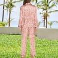 thumbnail image 5 of DAKIMOE Sleepwear Womens Silky Satin Pajamas Set Long Sleeve Nightwear Loungewear, Pink Leopard Print, M, 5 of 6