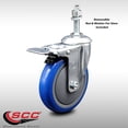 thumbnail image 2 of 5 Inch SS Blue Polyurethane 3/8 Inch Threaded Stem Caster with Total Lock Brake, 2 of 2