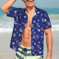 thumbnail image 3 of Haiem Golden Snowflakes Royal Blue Printed Hawaiian Shirt for Men - Men’s Casual Beach Summer Shirts - Stretch Fabric with Modern Fit-X-Large, 3 of 7