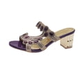 thumbnail image 2 of Samdudou Sandals for Women Open Toe Chunky Block Metallic Heel Slip On Slides Dazzling Oversized Gem Rhinestone Embellished Straps Dressy Evening Party Shoes, 2 of 7