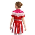 thumbnail image 2 of iiniim Halloween Western Party Dress Up Cowgirl Kids Girls Tassels Fringe Shiny Sequins Pleated Dresses Red 16, 2 of 7