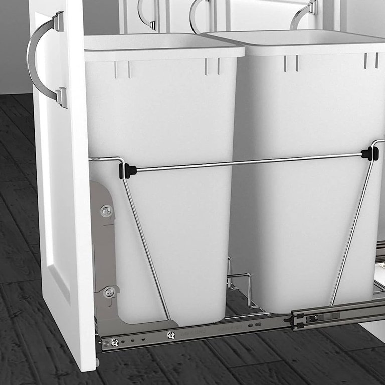 CAN-35-DW) 35-Quart Double Pullout Waste Container System - White