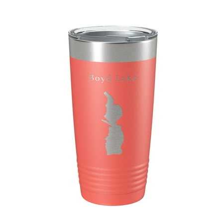 

Boyd Lake Map Tumbler Travel Mug Insulated Laser Engraved Coffee Cup Colorado 20 oz Coral