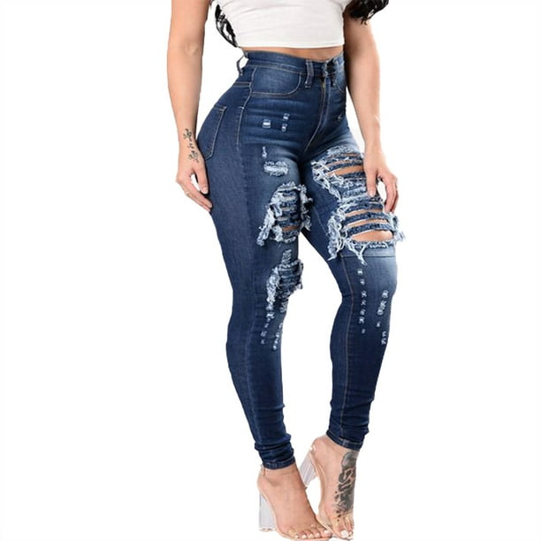 Umitay Women's High Waist Straight Barrel Hollow Calf Jeans cargo pants ...