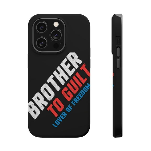 DistinctInk Tough Case for Apple iPhone 15 PRO (6.1" Screen), Compatible with MagSafe Charging - Brother To Guilt Lover Of Freedom
