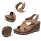 thumbnail image 5 of Bmisegm Women's Summer Fashion Open Toe Leather Wedged Sandals Outdoor Lightweight Clasp Sandals Sandals Women Summer Khaki 8, 5 of 7