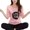 Pink5, variant on HEVIRGO Casual Women Cartoon Animal Print O Neck Top Long Pants Pajamas Sleepwear Set