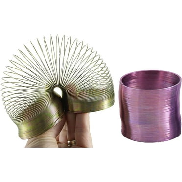 2 Metal Colored Magic Spring Coil Toy - Sensory Fidget Toy - Relaxing & Mesmerizing - Stair Walking Fun Classic Toy (Random Colors)